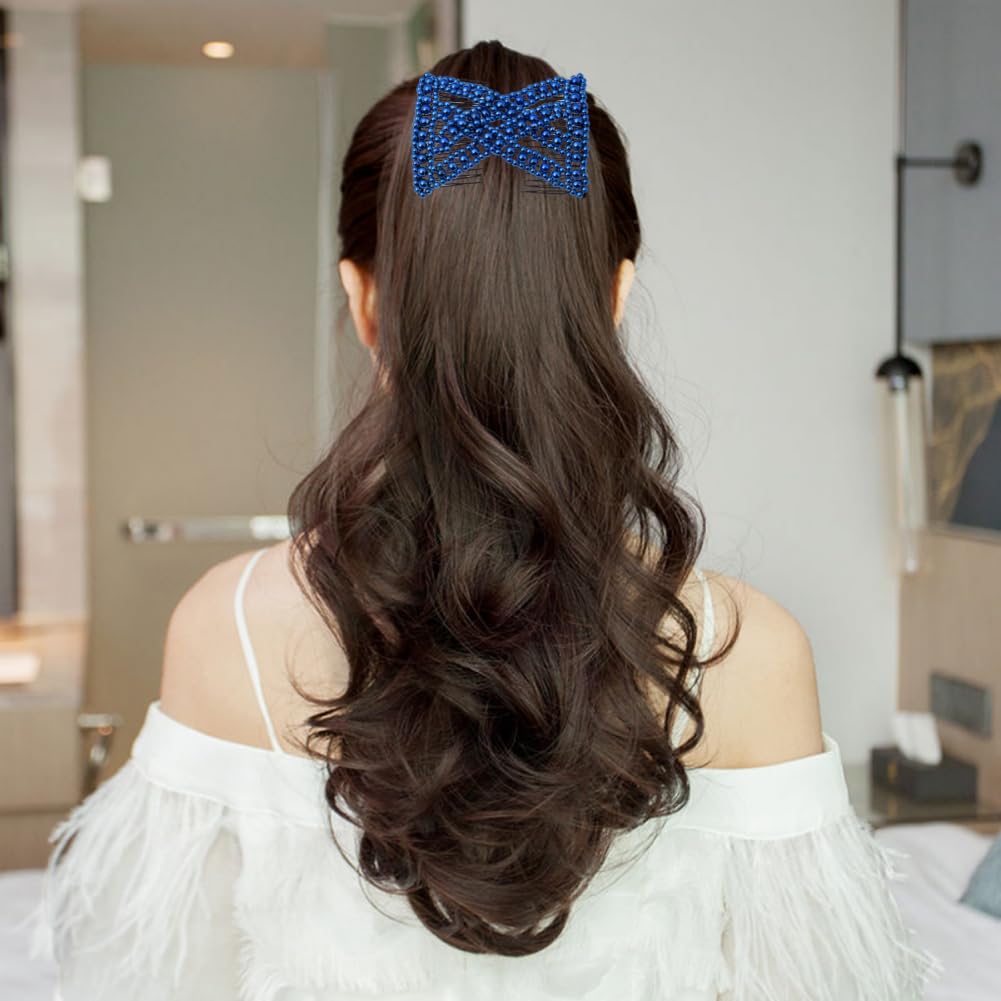 Lovef 6 Colors Easy Stretch Hair Comb Magic Hand-Beaded Hair Styling Combs Clips For Lady (Blue)
