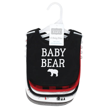 Hudson Baby Unisex Baby Cotton Bibs, Buffalo Plaid Bear, One Size