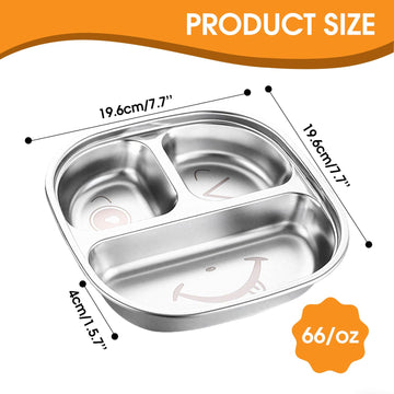Taoceexi Stainless Steel Kids Plate With Lid | 1-Pack Durable Toddler Dish | Bpa-Free, Non-Toxic & Dishwasher-Safe | Splash-Proo