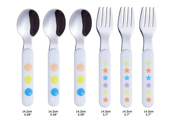 Exzact Kids Flatware 6Pcs Stainless Steel 18/10 Toddler Utensils Flatware- 3 X Forks, 3 X Spoons- Bpa Free, Dishwasher Safe - 12