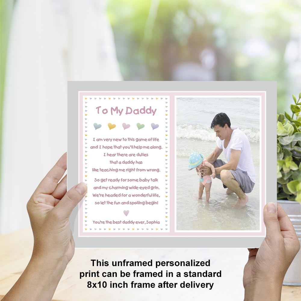 Baby Girl To Daddy Gift For Christmas Or Birthday, 8X10 Print Personalized With Name And Photo