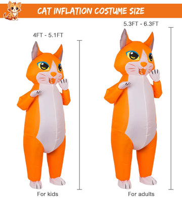 M Mh Zone Inflatable Cat Costume For Kids Funny Halloween Costumes Cosplay Fantasy Blow Up Costume Orange White