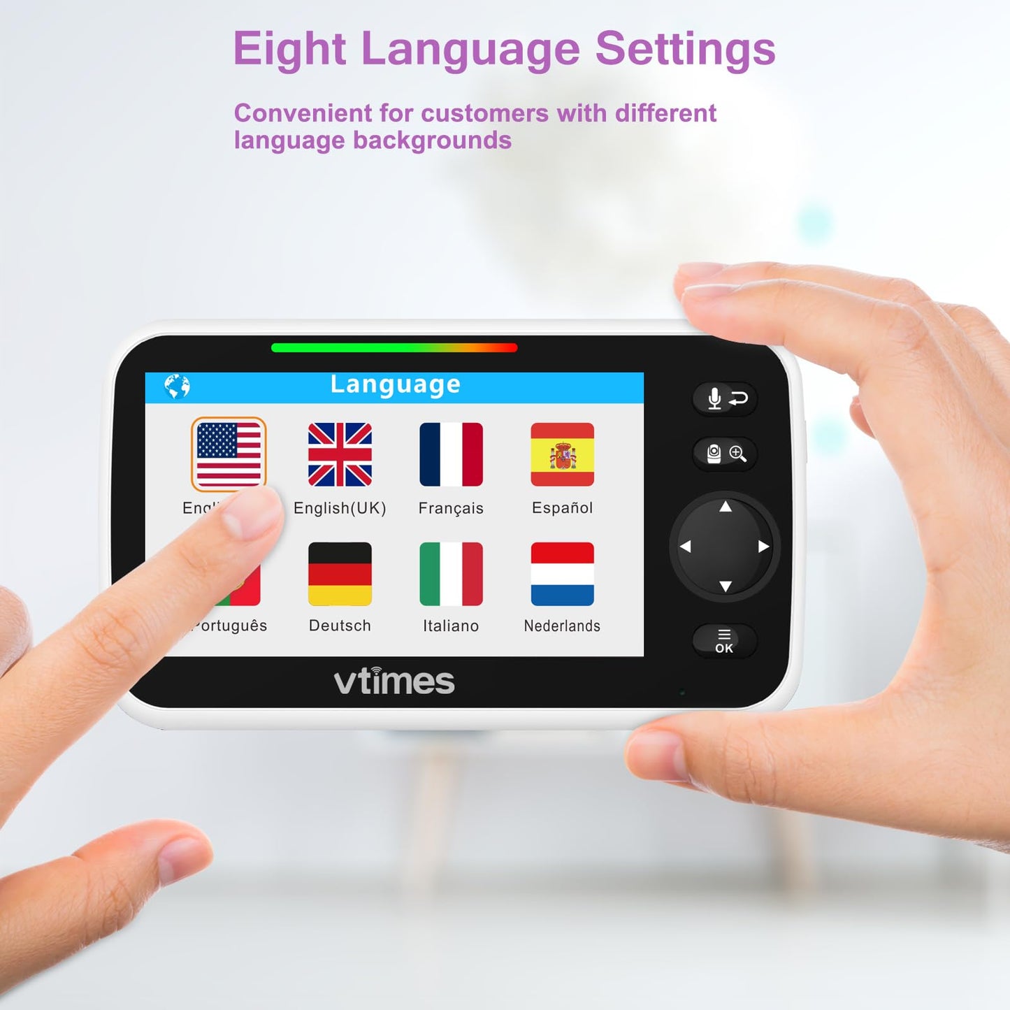 Vtimes Baby Monitor Video Baby Monitor With Camera And Audio No Wifi 5' Lcd Screen, Two-Way Audio, Night Vision,1000Ft Range, 2