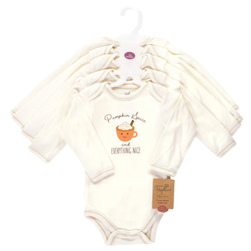 Touched By Nature Unisex Baby Organic Cotton Long-Sleeve Bodysuits, Fall Food, 6-9 Months
