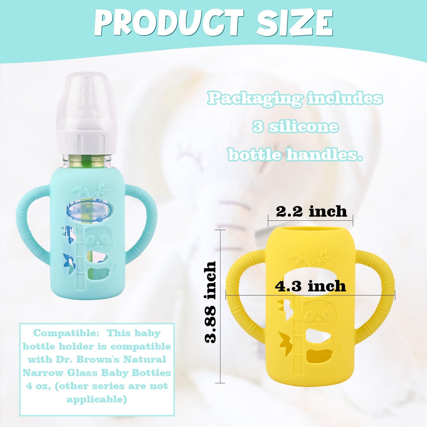 3 Pack Baby Bottle Handles, Silicone Sleeves For Dr Brown'S Glass Baby Bottles, Anti Breakage Baby Bottle Holder, Compatible Dr.