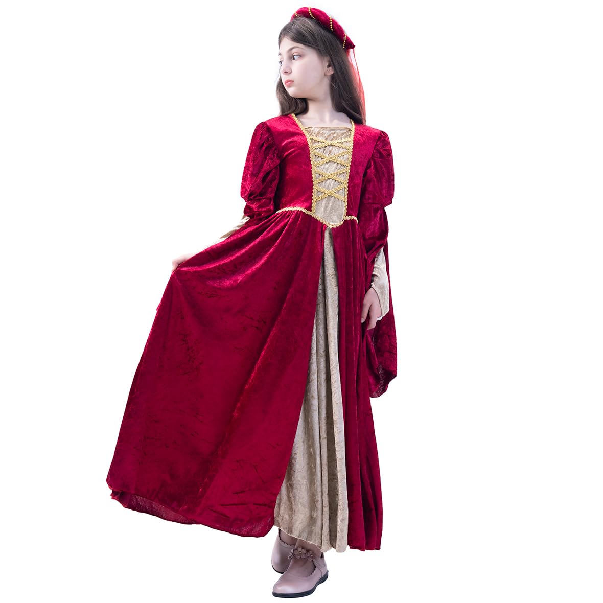 Pgond Girl'S Renaissance Halloween Fancy Dress Medieval Costume (L-10-12)