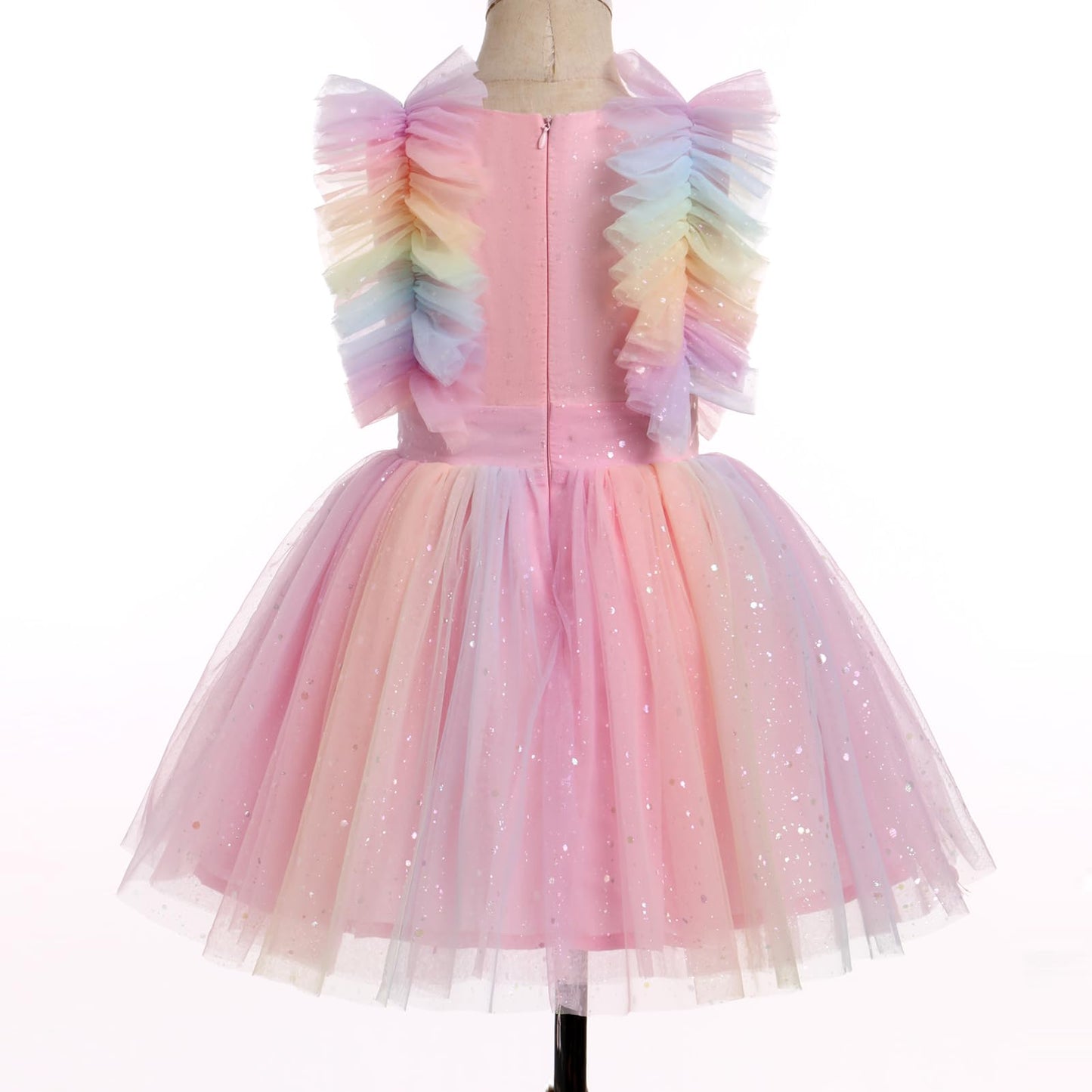 Girls Rainbow Dress, Baby Girl Dress, Dress For Baby Girl, Toddler Birthday Dress Infant Ruffled Butterfly Embroidered Special O