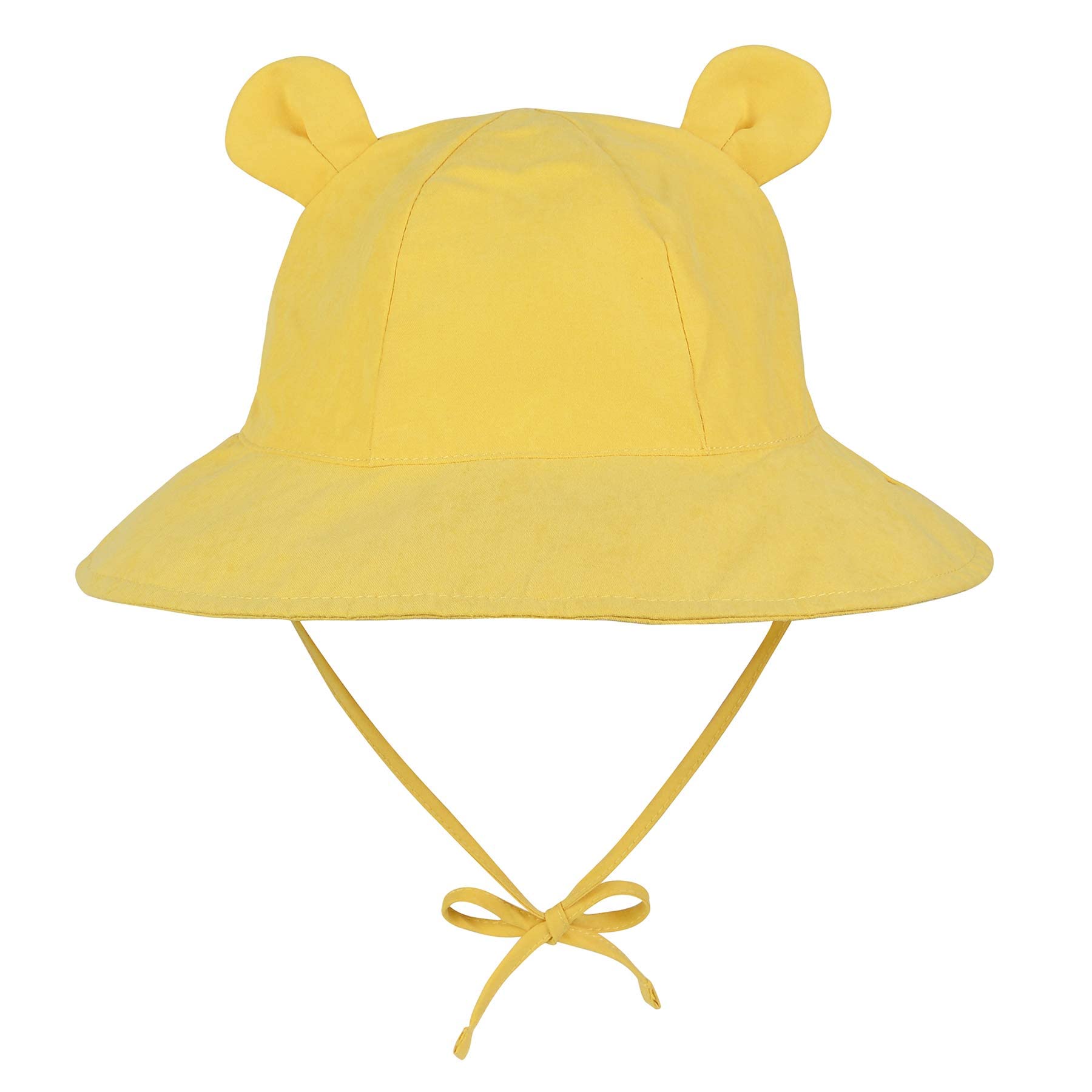 Zando Baby Sun Hat Bucket Hat Wide Brim Beach Caps Toddler Hats For Boys With Bear Ears Infant Summer Hat For Girls Yellow 6-12M