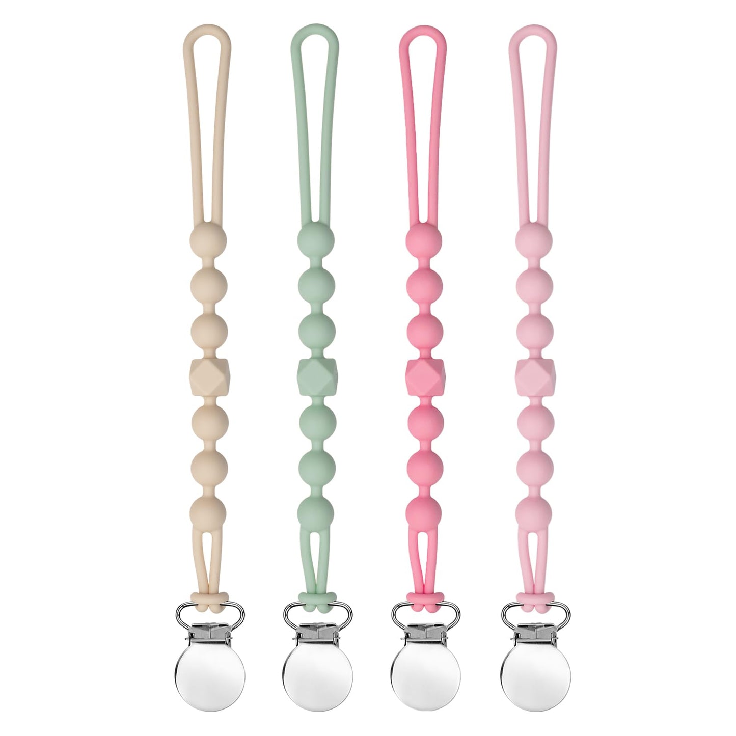Pacifier Clip for Boys Girls - MORIBOX Silicone Paci Clip Teething Relief with One Piece Baby Binky Holder for Shower Birthday G