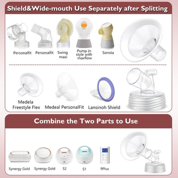 2 Packs 21Mm Flange Set, Updated Soft Rim Shield And Wide Mouth Base Connector Pump Parts For Spectra S2 Spectra S1 9 Plus Breas