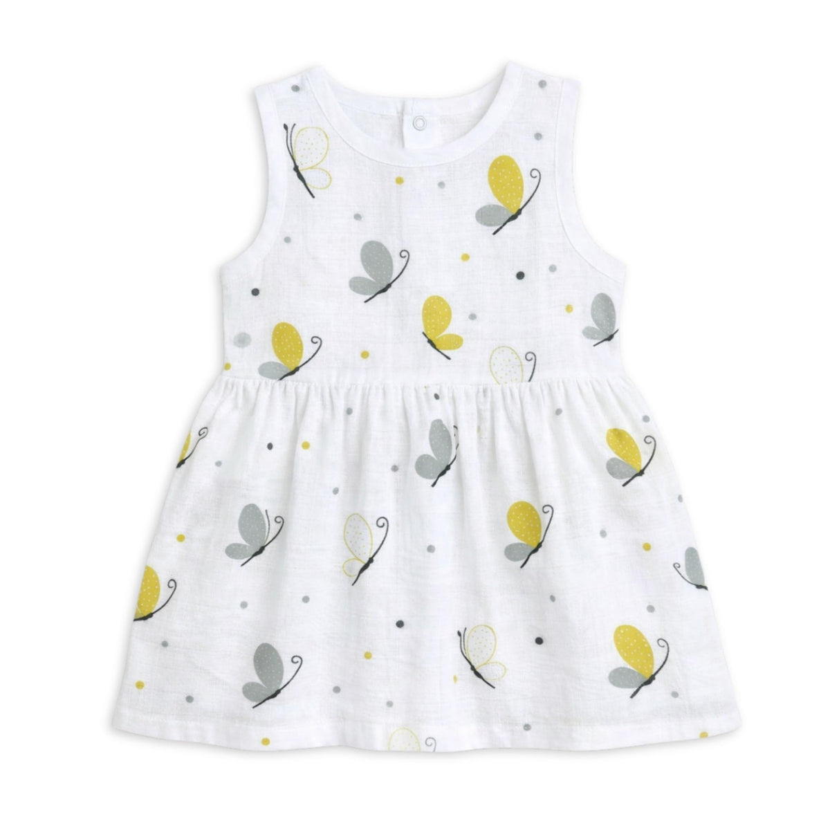 The Boo Boo Club Organic Cotton Frock For Girls | Soft Muslin Baby Dress | 1824 Months Toddler Summer Outfit | Sleeveless Knee