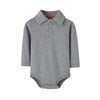 Teach Leanbh Infant Baby Polo Bodysuit Cotton Long Sleeve Pure Color Shirt 3-24 Months (18 Months, Grey)