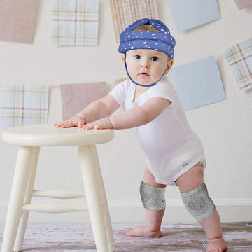 Toraso Baby Helmet & Baby Knee Pads For Crawling,Infant Helmet & Walking Baby Helmet,For Age 6-36 Months,Blue Shapes(A)