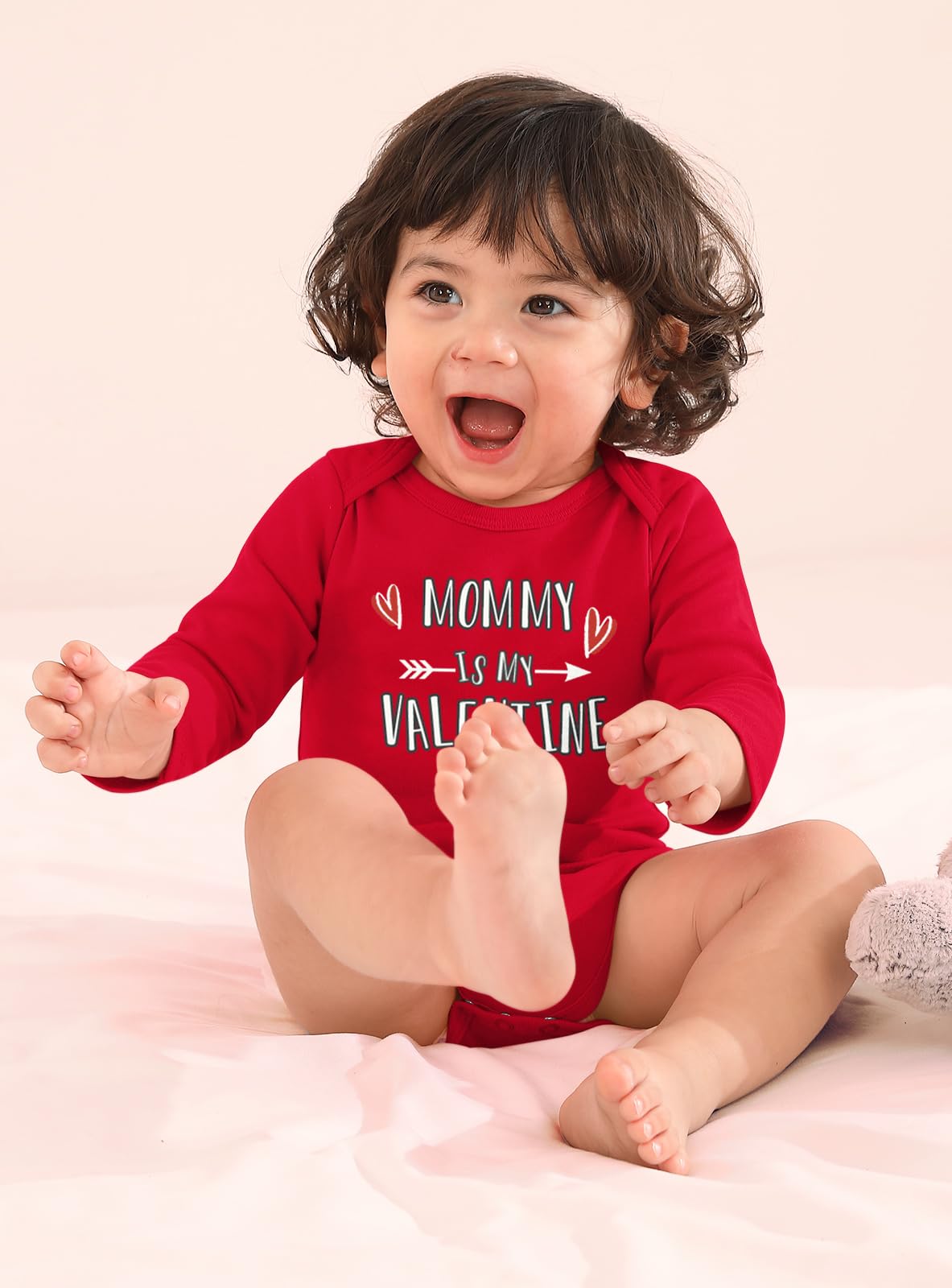 Besserbay Valentine'S Day Baby Long Sleeve Love Bodysuit Mommy Is My Valentine Red Onesie 9-12 Months