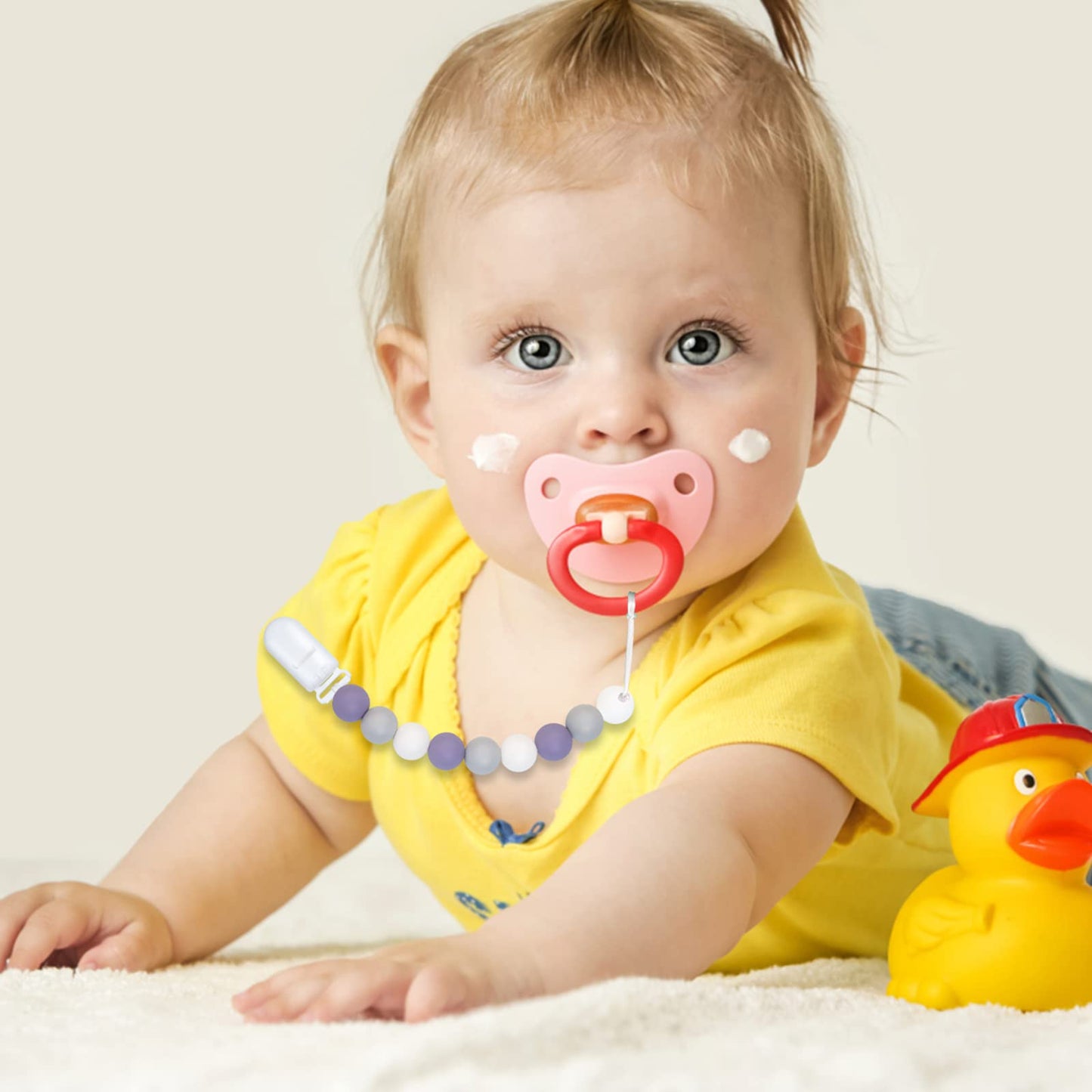 Pacifier Clips For Baby Boys Girls 2 Pack (Purple Green)