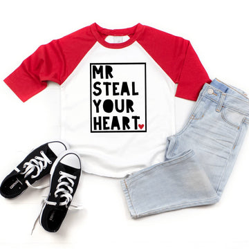 Bump And Beyond Designs Boys Valentine'S Day Shirt, Mr. Steal Your Heart (Red 10-12)
