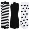 Judanzy 3 Pair Baby Boy And Girl Leg Warmers Black And White Stripes (One Size)