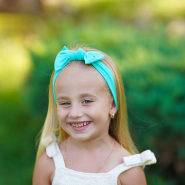 Babygiz Baby Girl Headbands-Infant,Toddler Cotton Handmade Hairbands With Bows Child Hair Accessories (Turquoise Blue)