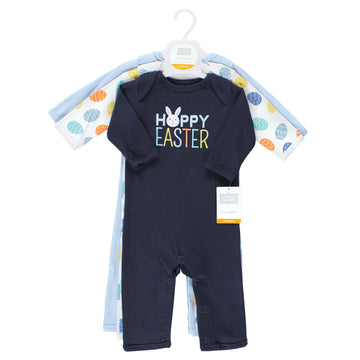 Hudson Baby Unisex Baby Cotton Coveralls Hoppy Easter, 3-6 Months