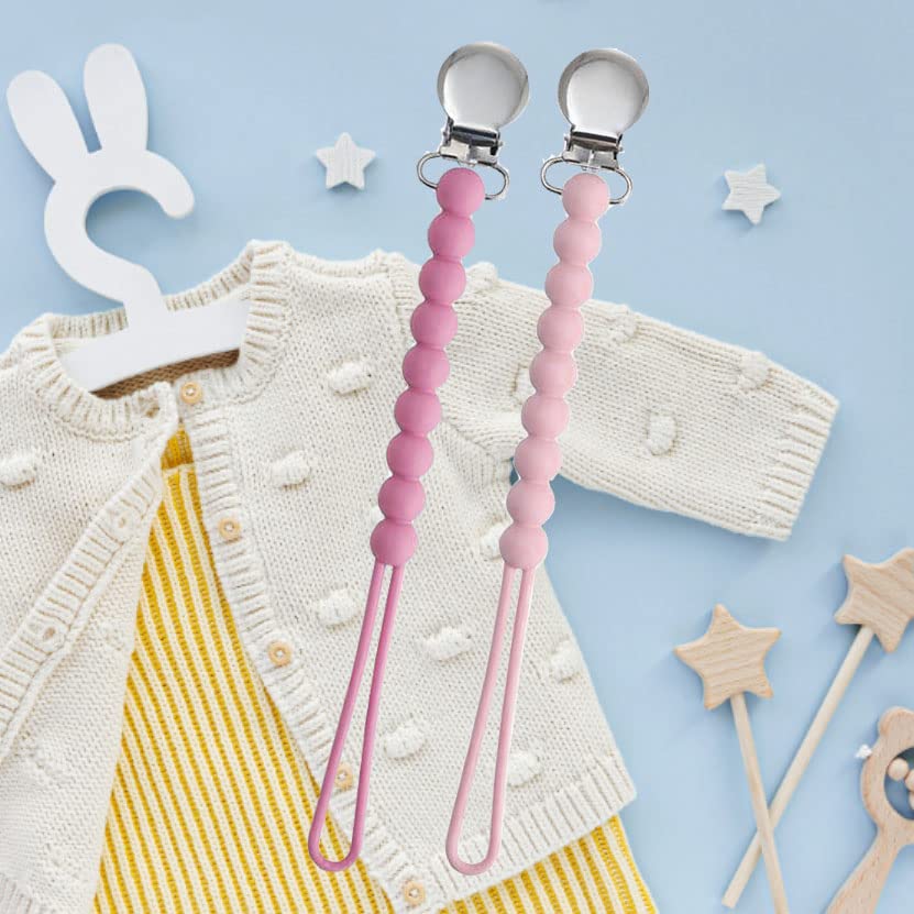 Pacifier Clips Baby Girls - Moribox Paci Clip Soothe Baby Binky Holder For Shower Birthday Gift 2 Pack