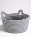 Cafshion Small Toy Basket With Cat Ears, Cute Basket Toy Organizer With Handles Woven Cotton Rope Basket Decorative Basket Nurse