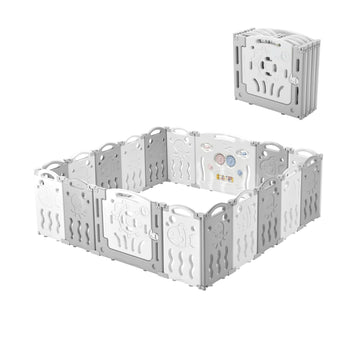 Albott Baby Fence Kid Playpen 18 Panel Albott Play Yard - Foldable Kids Safety Activity Center Playard Safety Lock Gate,Adjustab