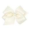 Wee Ones Girls' Classic Grosgrain Hair Bow With Scalloped Edges And Plain Wrap Center On A Weestay Hair Clip, King, Antique Whit