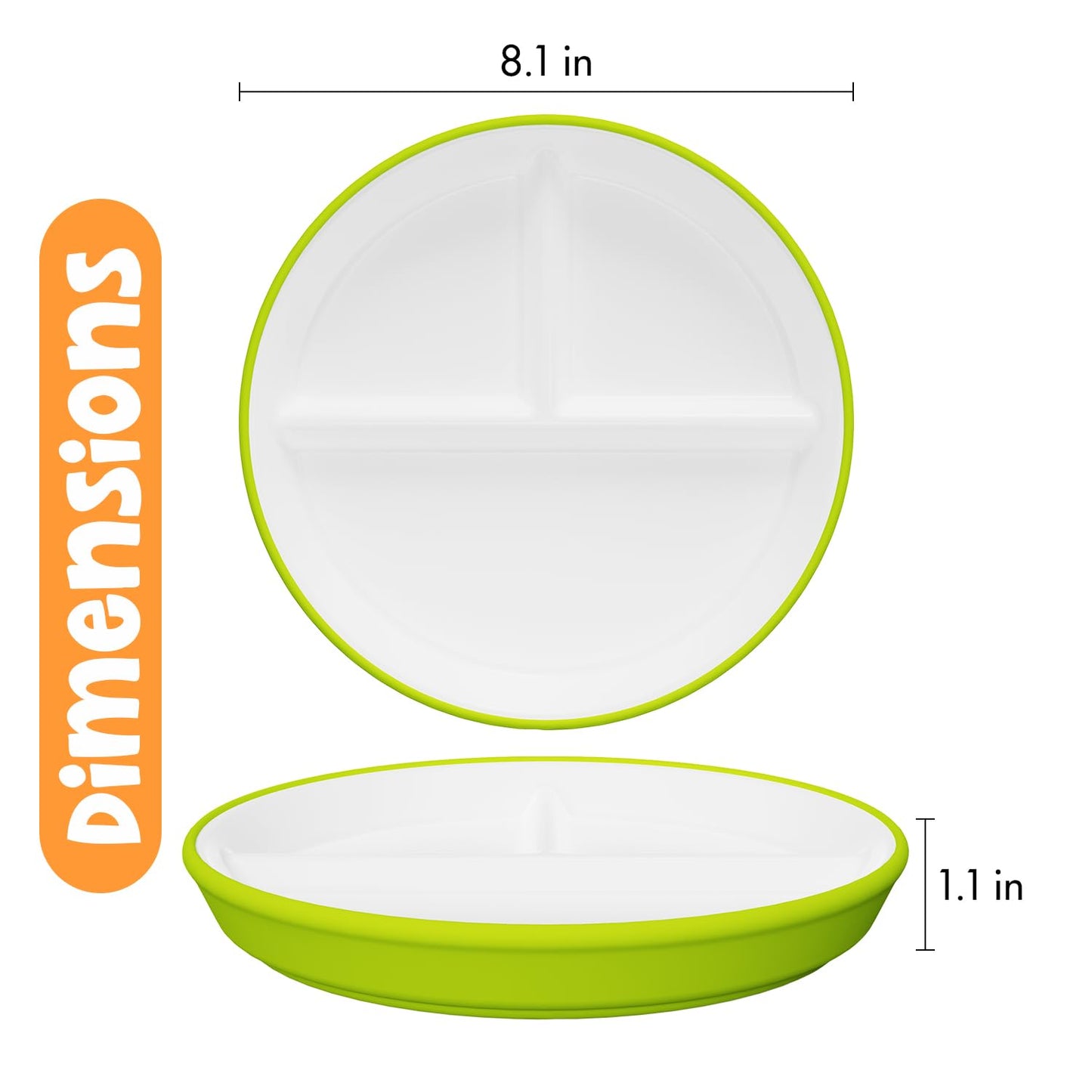 Kids Porcelain Plates With Anti-Slip Silicone Sleeves | Microwave & Dishwasher Safe | Premium Divided Toddler Plates For Hassle-