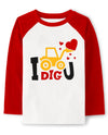Valentine Shirts Toddler Boys Girls Raglan Long Sleeve Tees Little Kids Excavator I Dig You Tops 7 Years