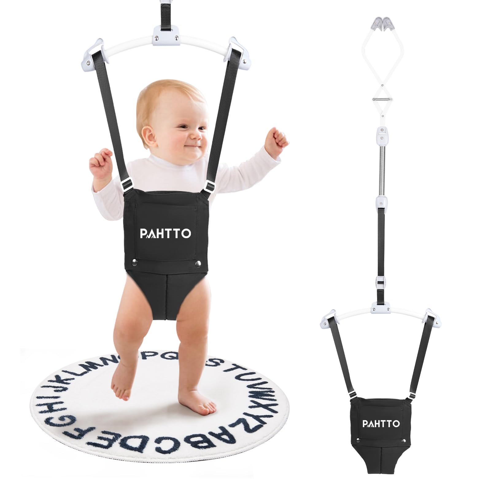 Pahtto Baby Door Jumper With Soft Rug, Durable Toddler Bouncer With Adjustable Height-Funny Baby Walking Harness, Protable Baby