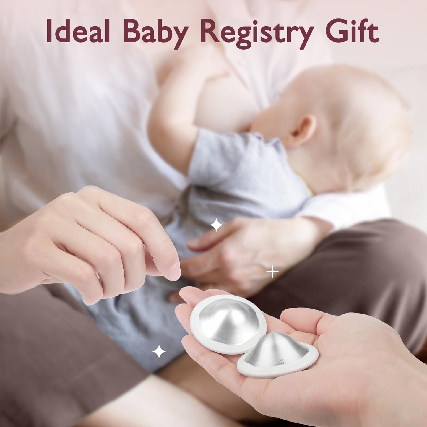 Boboduck The Original Silver Nursing Cups - 999 Silver Nipple Covers Breastfeeding - Protect And Soothe Sore Nipples - Breastfee