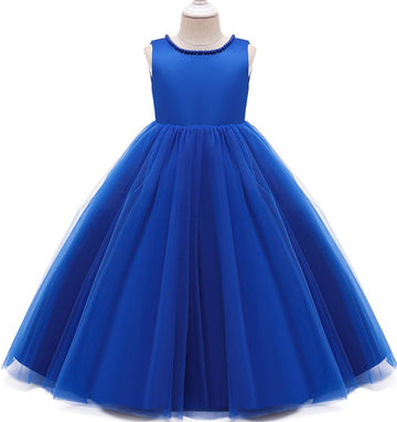 Baby Girl Party Wedding Easter Dress Blue, Sleeveless Floor Length Tutu Tulle Dance Gown 1St Birthday 12-18Months