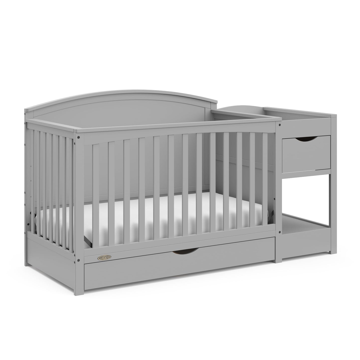 Graco Bellwood 5-in-1 Convertible Crib & Changer with Drawer (Pebble Gray) - GREENGUARD Gold Certified, Full-Size Storage Drawer