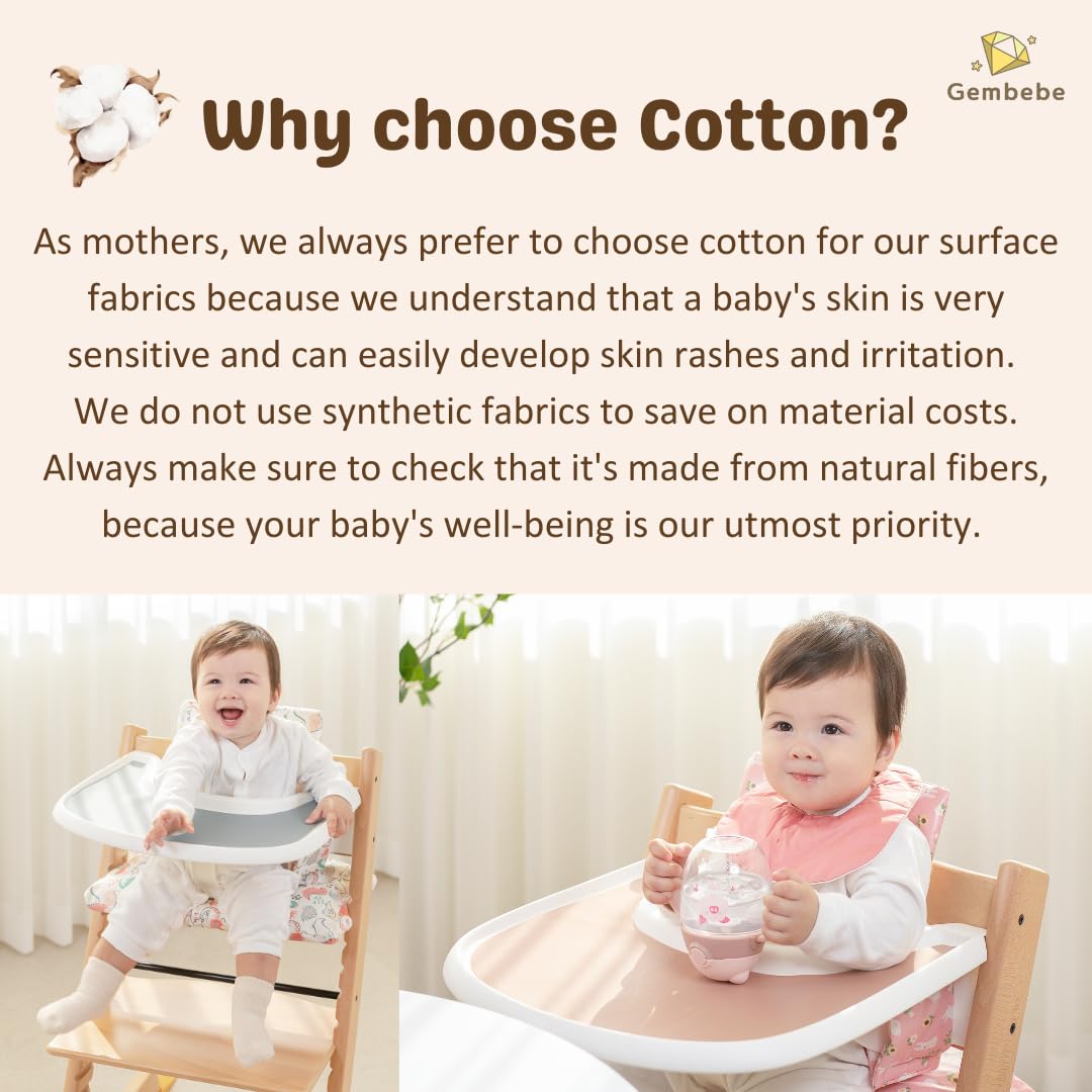 Gembebe Waterproof Compatible Stokke Tripp Trapp Cushion Set - Easy To Clean Newborn Set - 100% Cotton High Chair Cushion (Littl