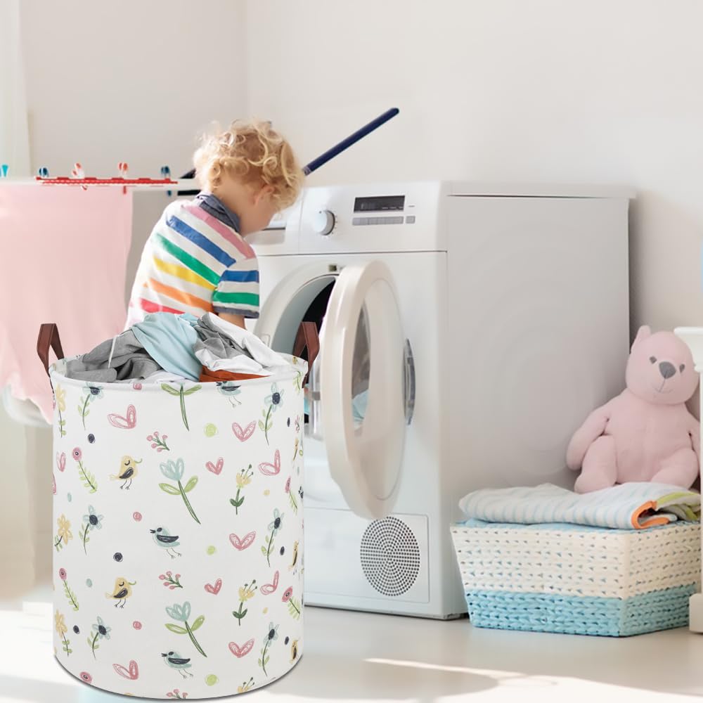 Clocor Kids Laundry Basket,Waterproof Baby Nursery Hamper,Collapsible Fabric Storage Container,Toys Bin,Room Decor,Gift Basket(P