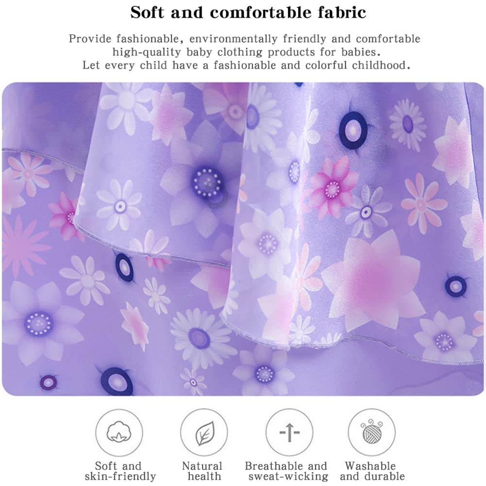 Lzh Encanto Mirabel Costume Dress For Little Kid Girls Cosplay Isabela Madrigal Princess Halloween Dress Up With Flower Headwear