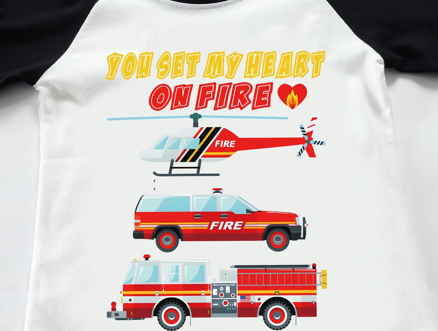 Tkria Kid Boy Valentine Day Outfits Fire Engine Love Mother Heart Cute Toddler Shirt Love Long Sleeve Shirts Top Outfit 6T