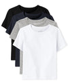 The Children'S Place Baby Boys And Toddler Short Sleeve Basic Layering T-Shirt T Shirt, Black/New Navy/Smoke/White 4 Pack, 6-9 M