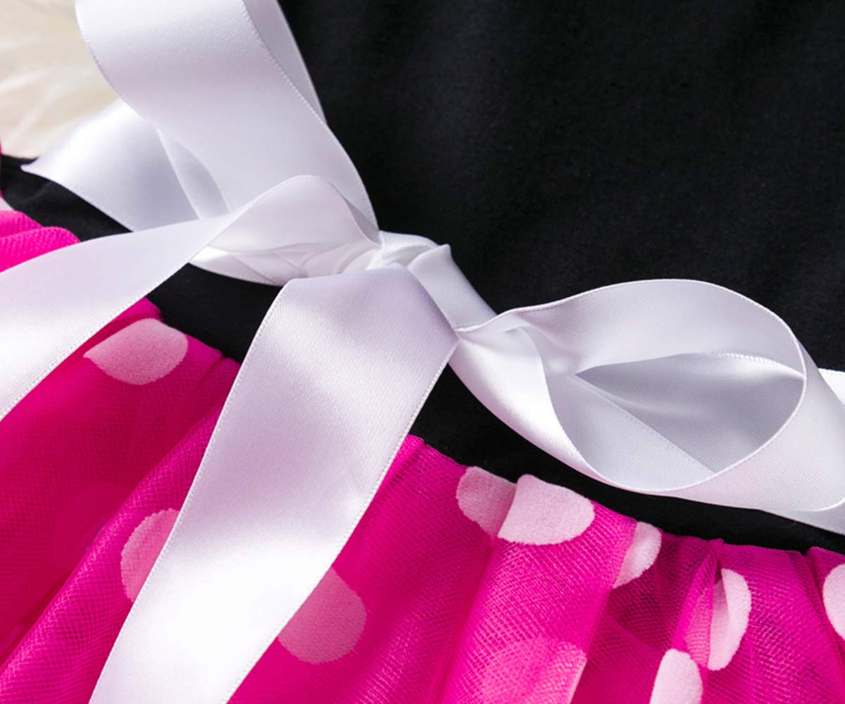 Nileafes Girls Princess Mini Mouse Costume Toddler,Little Kid Birthday Party Fancy Dress Up (5-6 Years,Rose)