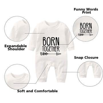 Ysculbutol Baby Twins Bodysuit With Hat Born Together Friend Forever Baby Boy Clothes Toddler Girl Clothes Baby Shower (White Bf