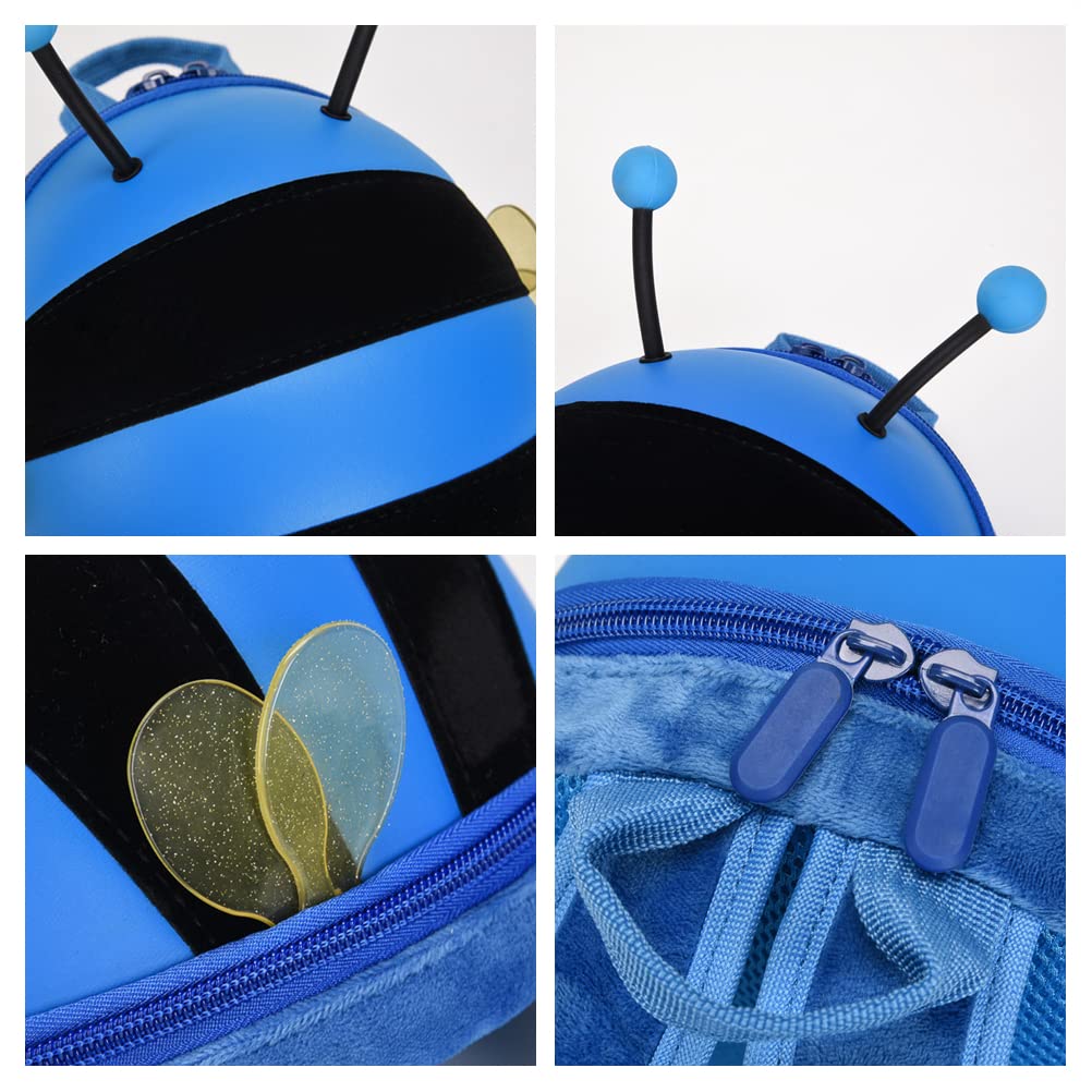 Baby Backpack With Leash For Toddler,Small Bee Backpack For Kids,Anti Lost Bag (Blue)