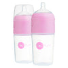 Popyum 9 Oz Pink Anti-Colic Formula Making/Mixing/Dispenser Baby Bottles, 2-Pack With #2 Medium Flow Nipples, 260 Ml, Bpa-Free,