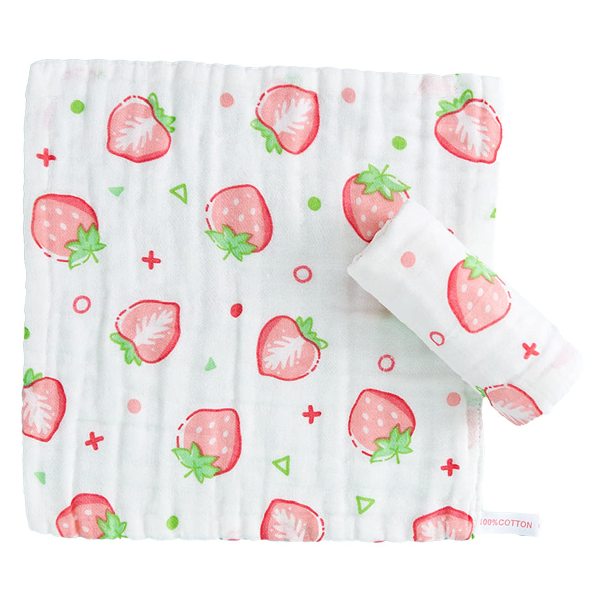 Syga Baby Napkin Muslin Cotton Face Soft Swaddle Flannel Printed Baby Napkin For Infants Toddlers (Strawberry, 25 X 25 Cm)
