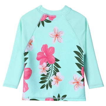 Toddler/Baby Girls Rash Guard Swimsuit Long Sleeve 2 Piece Swim Bottoms Set Upf 50+ 5-6T Cyan