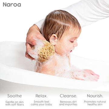 Naroa Natural Baby Bath Sponge In Gift Box | Premium Soft Wool Sea Sponge For Babies | Newborn Bath Time Essentials | Sustainabl