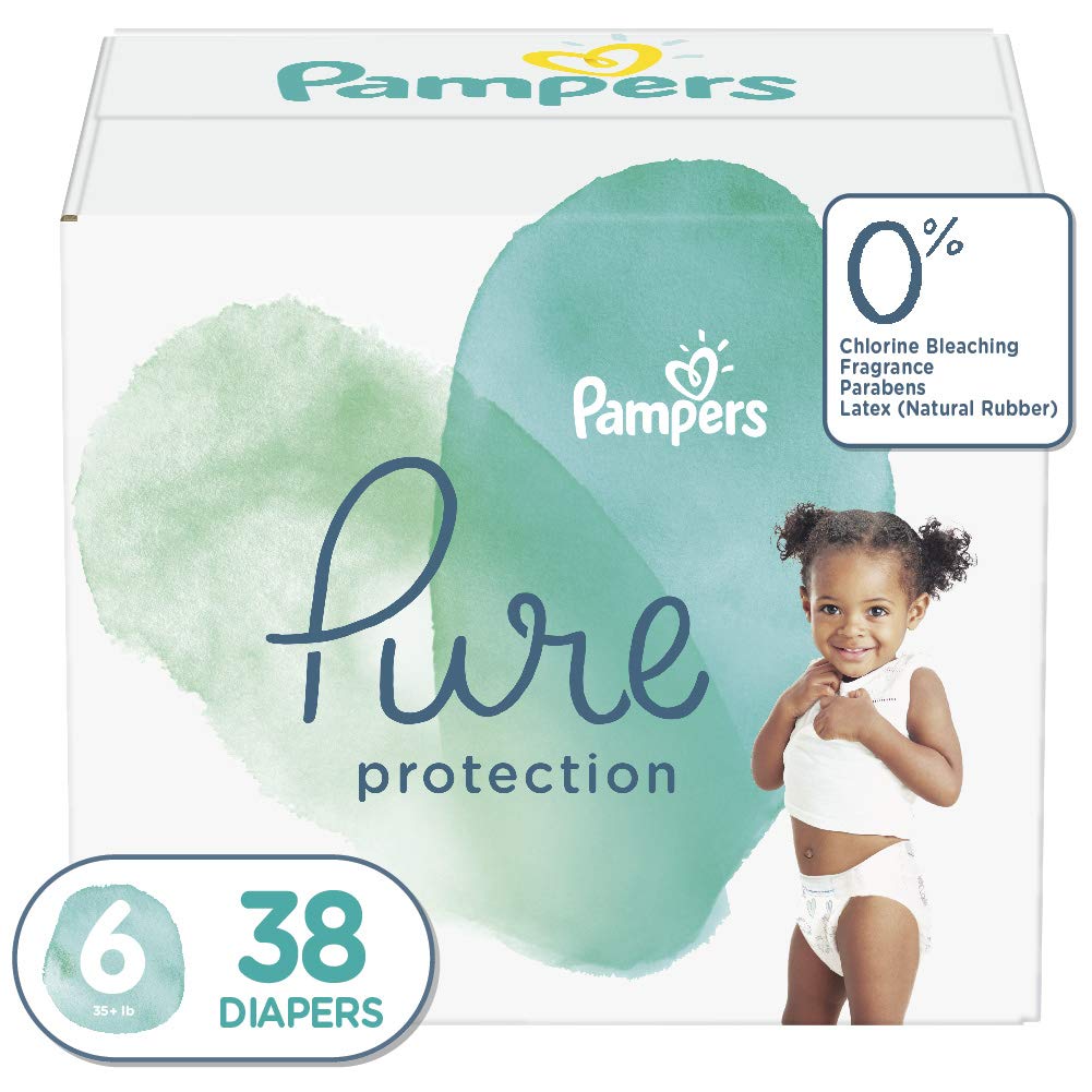 Pampers Pure Disposable Baby Diapers, Hypoallergenic and Fragrance Free Protection, Size 6, 38 Count, Super