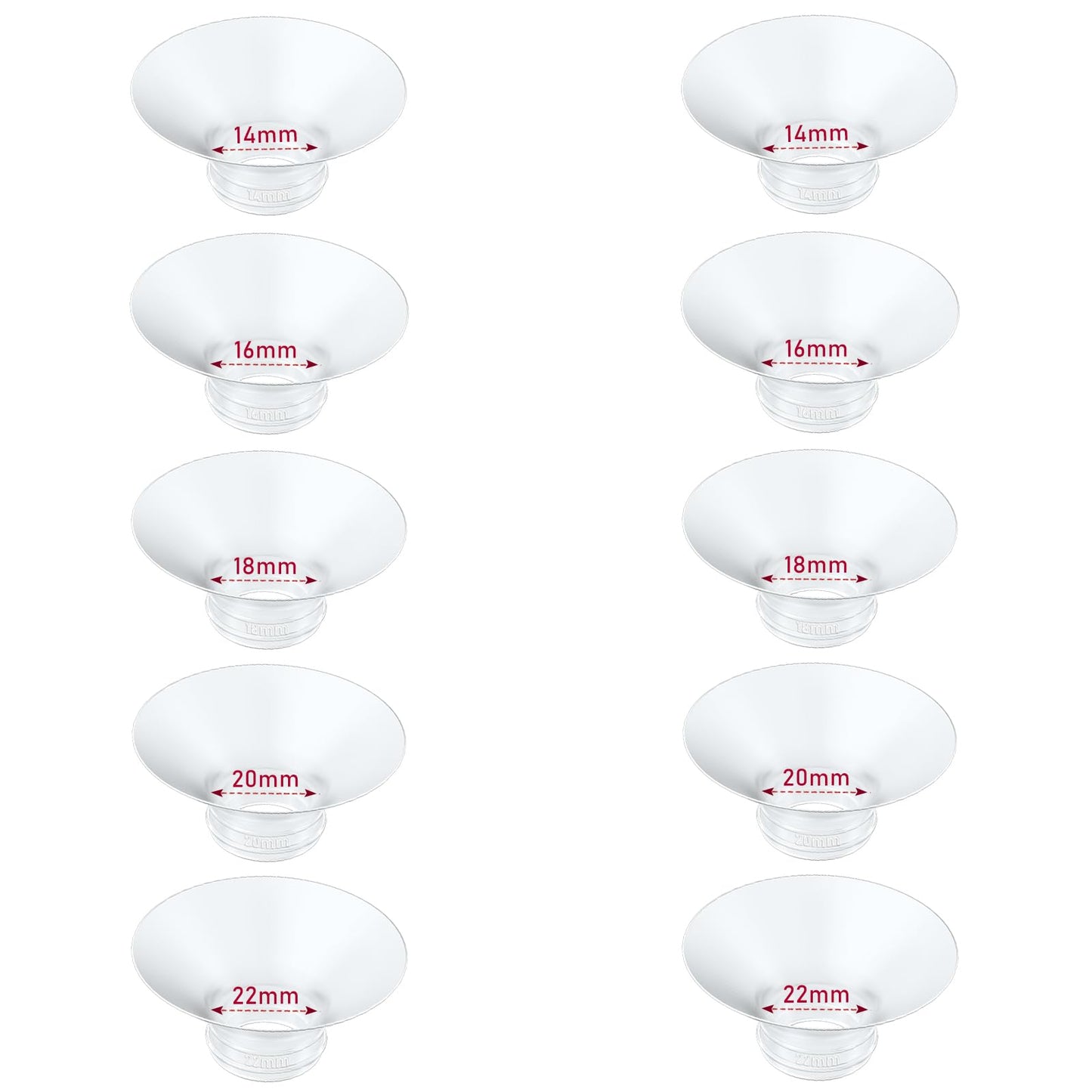IVARONAL Flange Insert 10PCS 14/16/18/20/22mm*2 Compatible with Momcozy M9/M6/M5/S12 Pro/V1 Pro/V2 pro, Spectra/Medela/Elvie/NCV