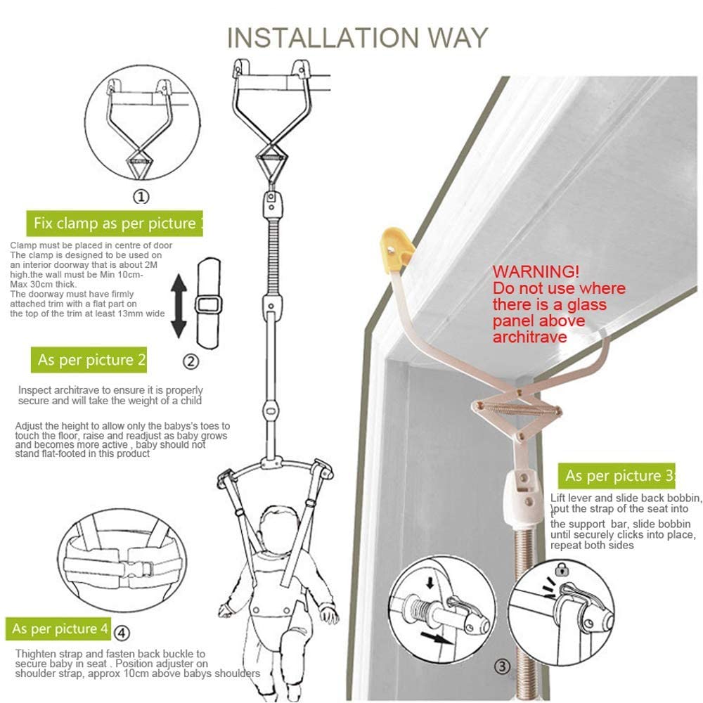 Baby Door Jumpers And Bouncers Exerciser Set With Door Clamp Adjustable Strap For Toddler Infant 6-24 Months Cpc & Ce Certified
