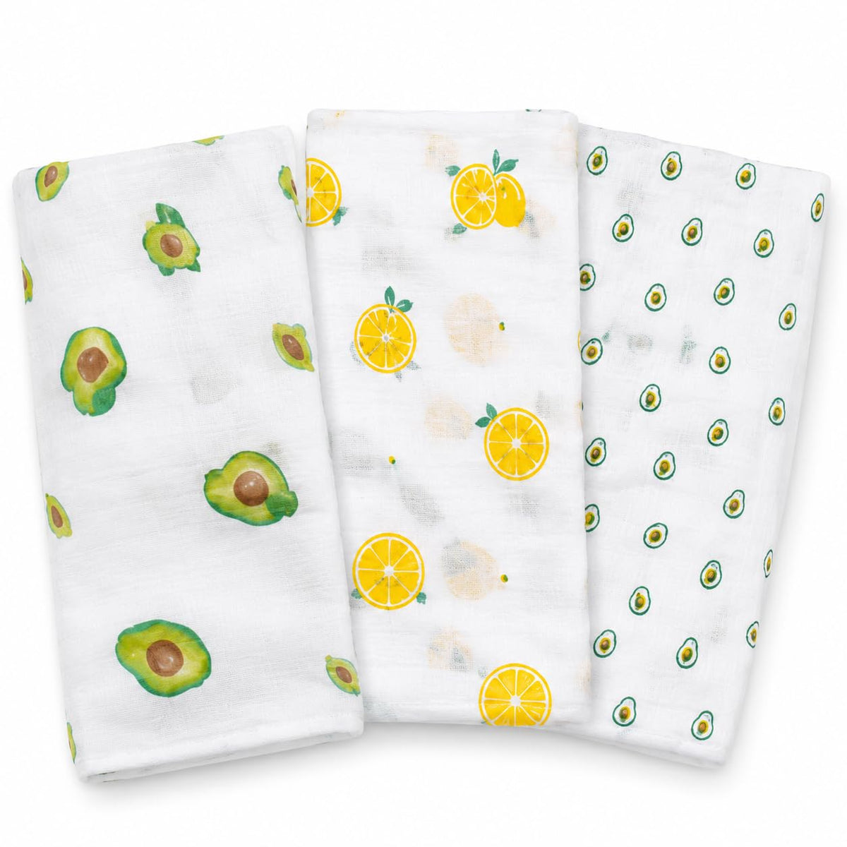 GHANGHALI Baby Muslin Washcloths, 100% Cotton Soft Reusable Newborn Face Towels & Baby Wipes, 25 x 25 cm Fruit Print Cloths for
