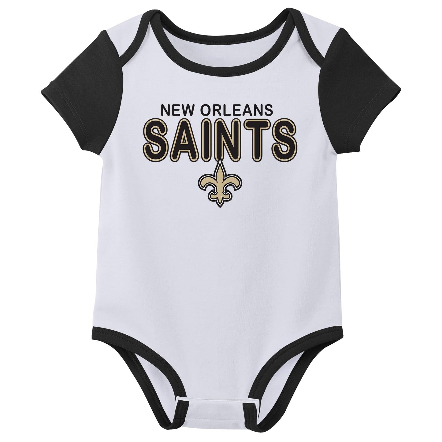Outerstuff Nfl Newborn Baby And Infant Short Sleeve Bodysuit Variety 3-Pack - New Orleans Saints, 6-9M